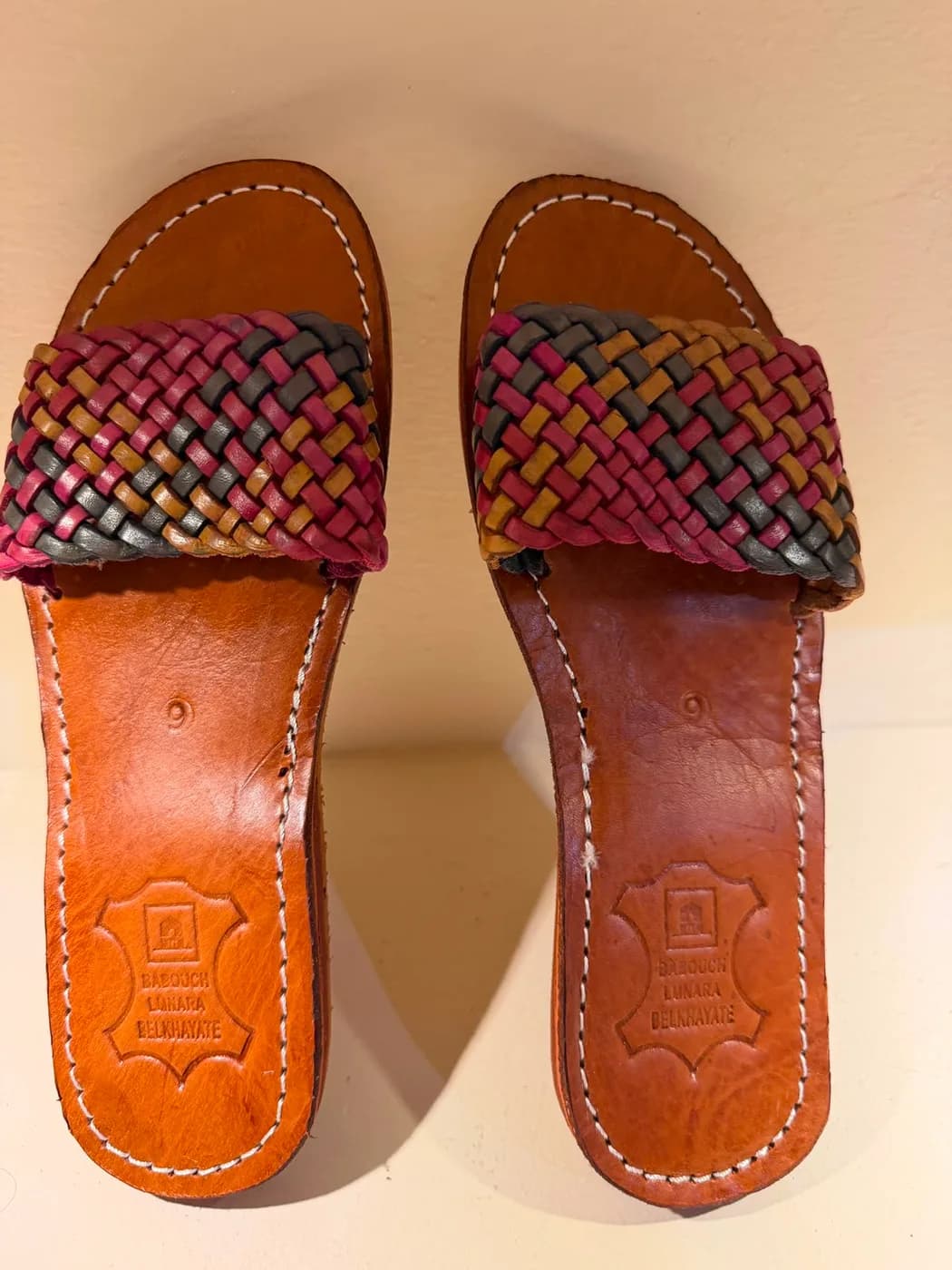 Sandales en cuir tressé multicolore (Belkhayate)