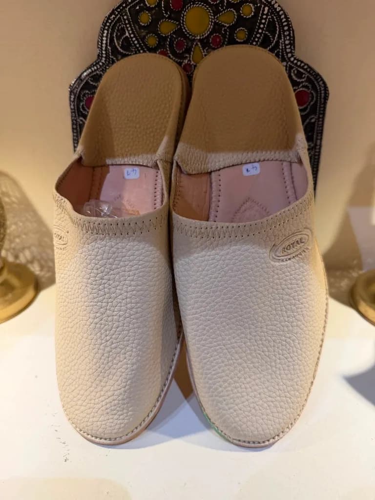 Babouches en cuir naturel beige HOMME 