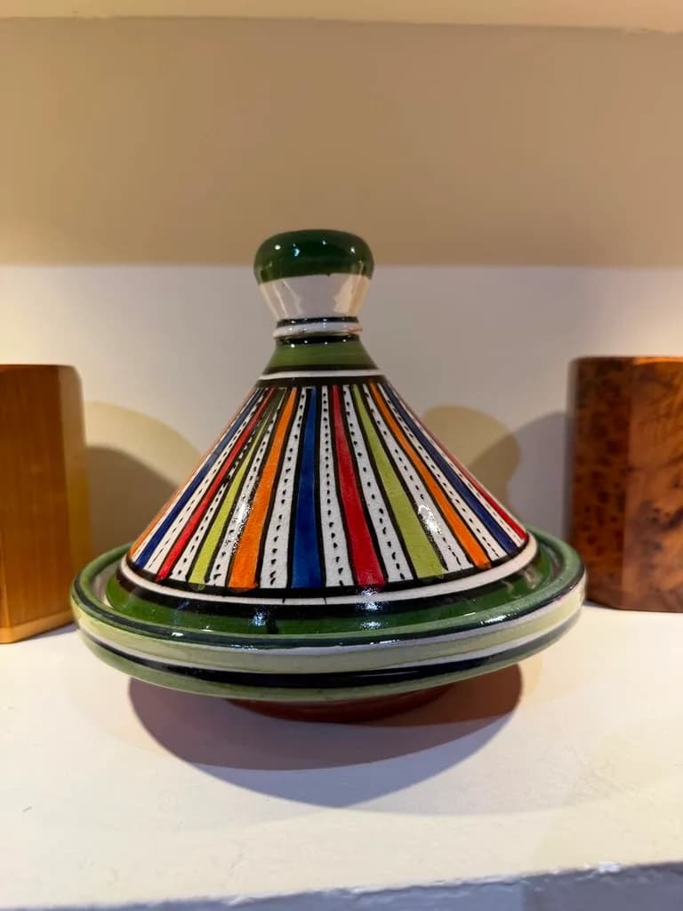 Tajine décoratif céramique rayé multicolore  Safi