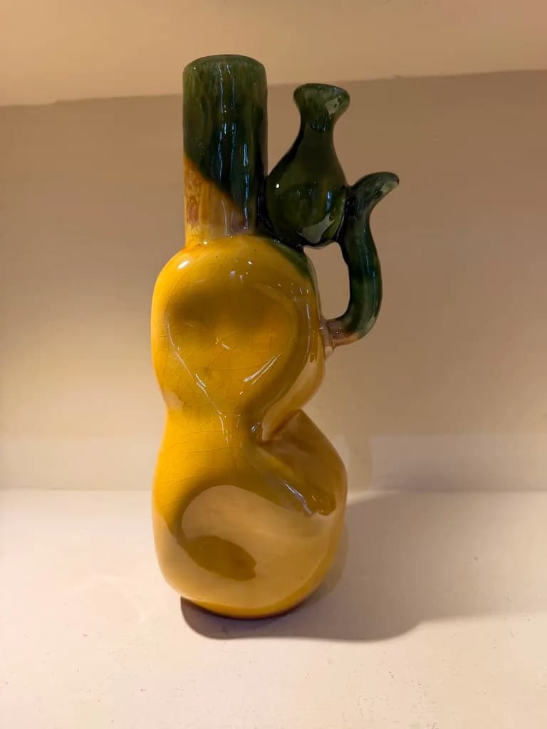 Vase double-gourde jaune & vert
