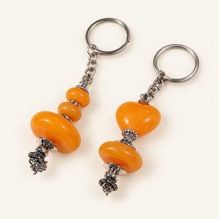 Porte-clés à perles orange