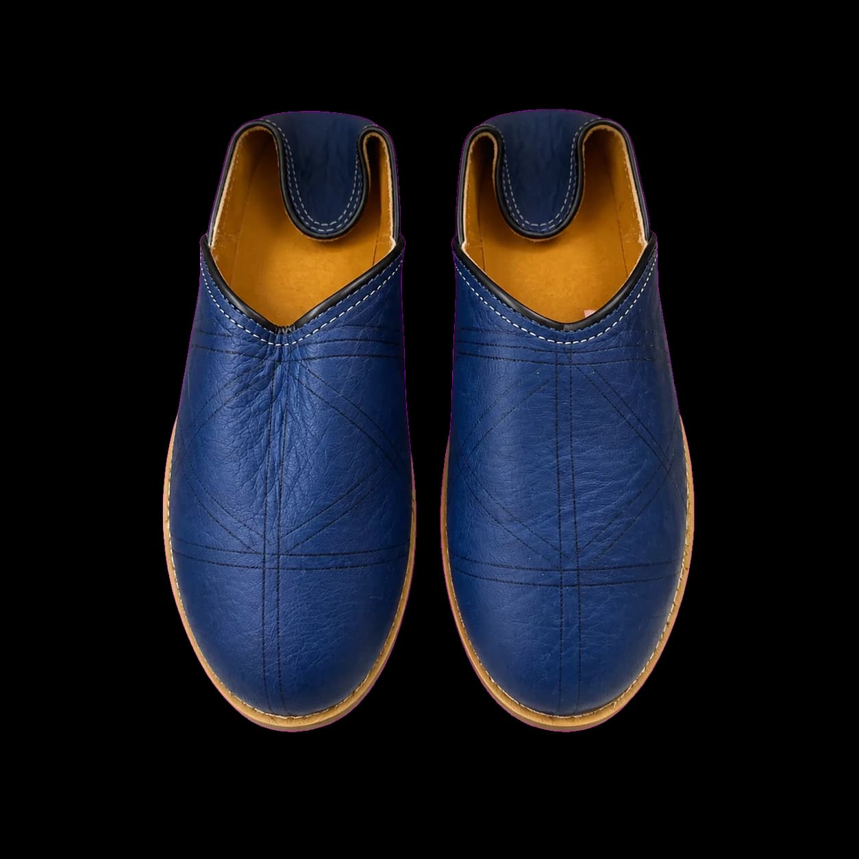 Babouches en cuir bleu nuit