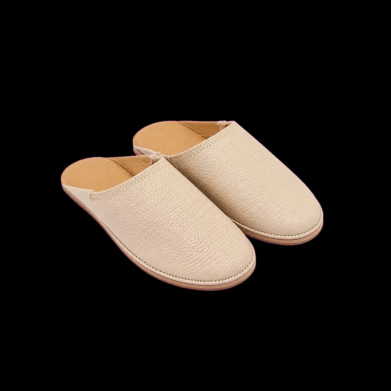 Babouches en cuir naturel beige HOMME 