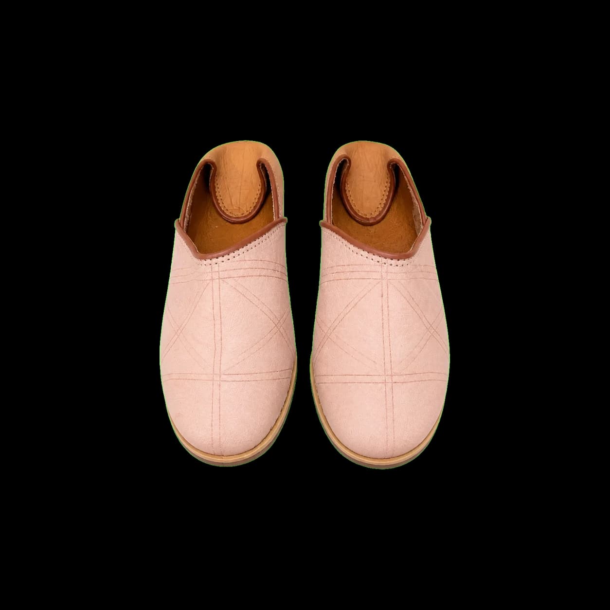 Babouches en cuir rose poudré