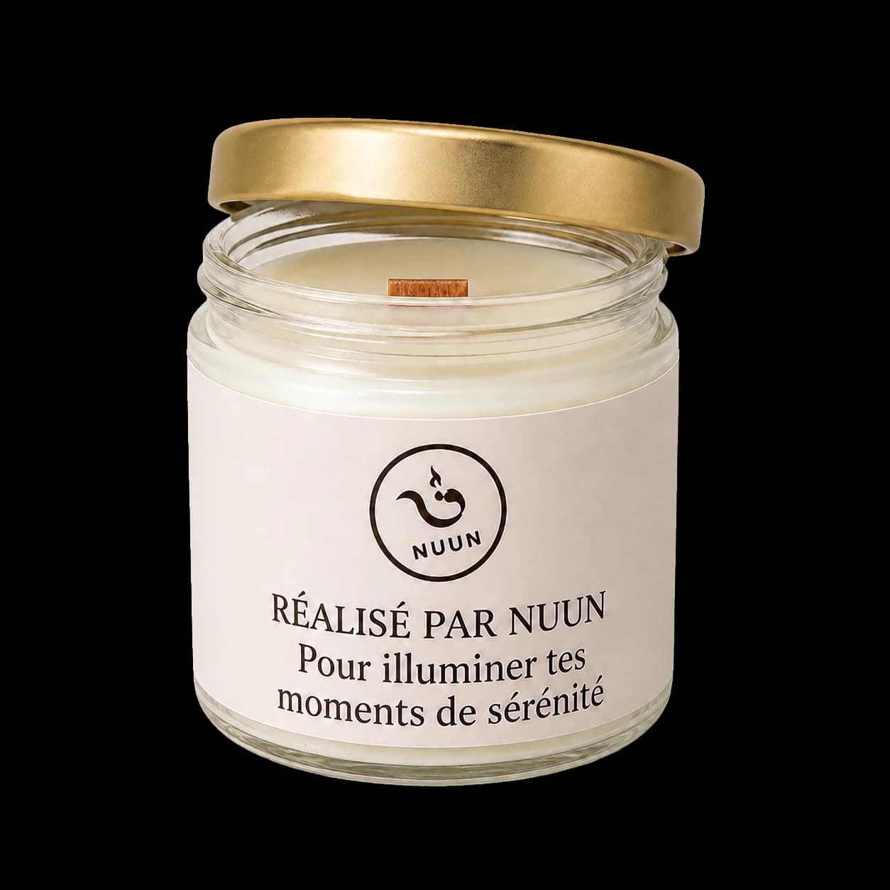 Bougie parfumée NUUN – cire végétale & mèche bois