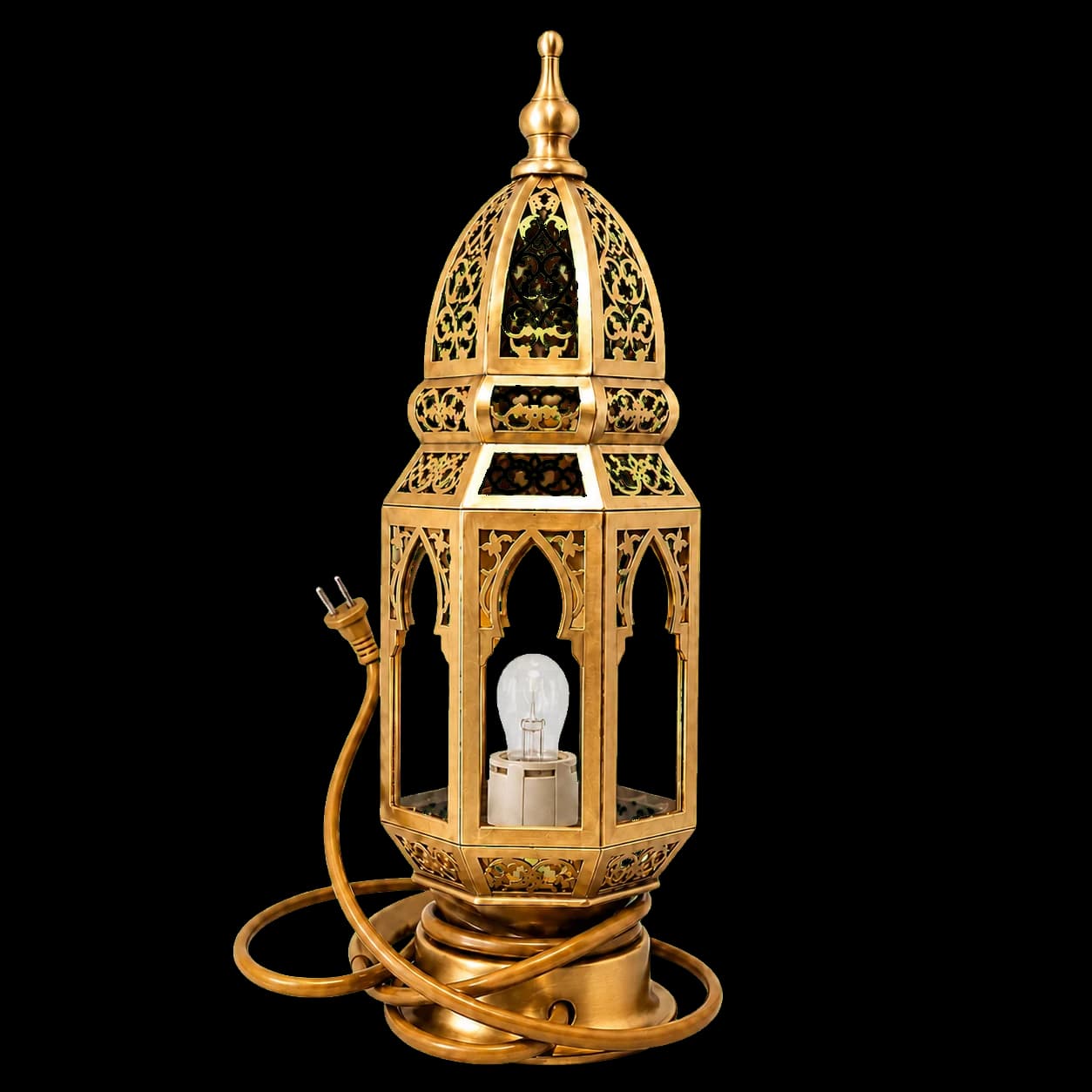 Lampe lanterne marocaine en laiton ciselé (26/10cm))