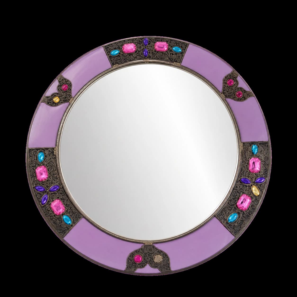 Miroir rond à cabochons moyenne taille