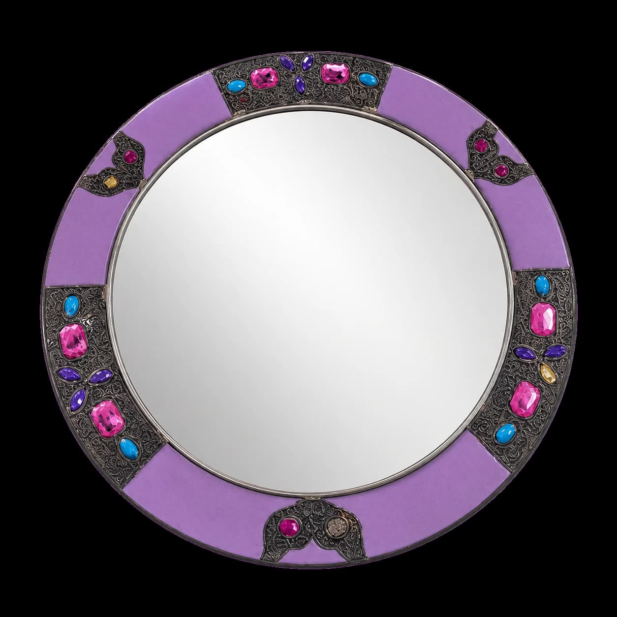 Miroir rond à cabochons grande taille