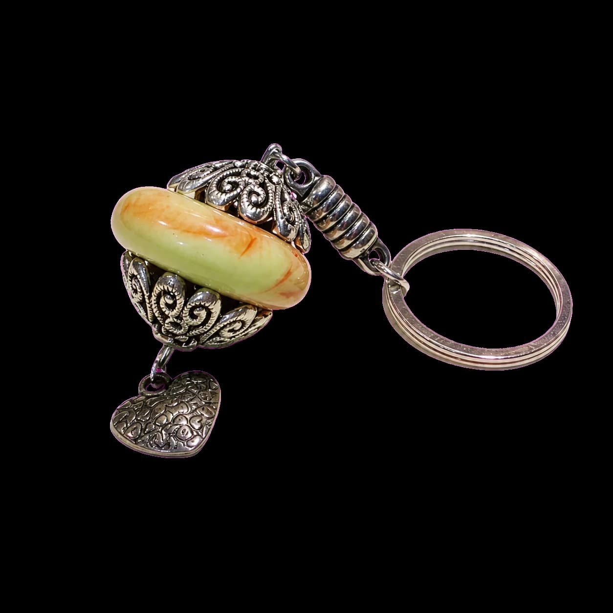 Porte-clés perle céramique & métal filigrané