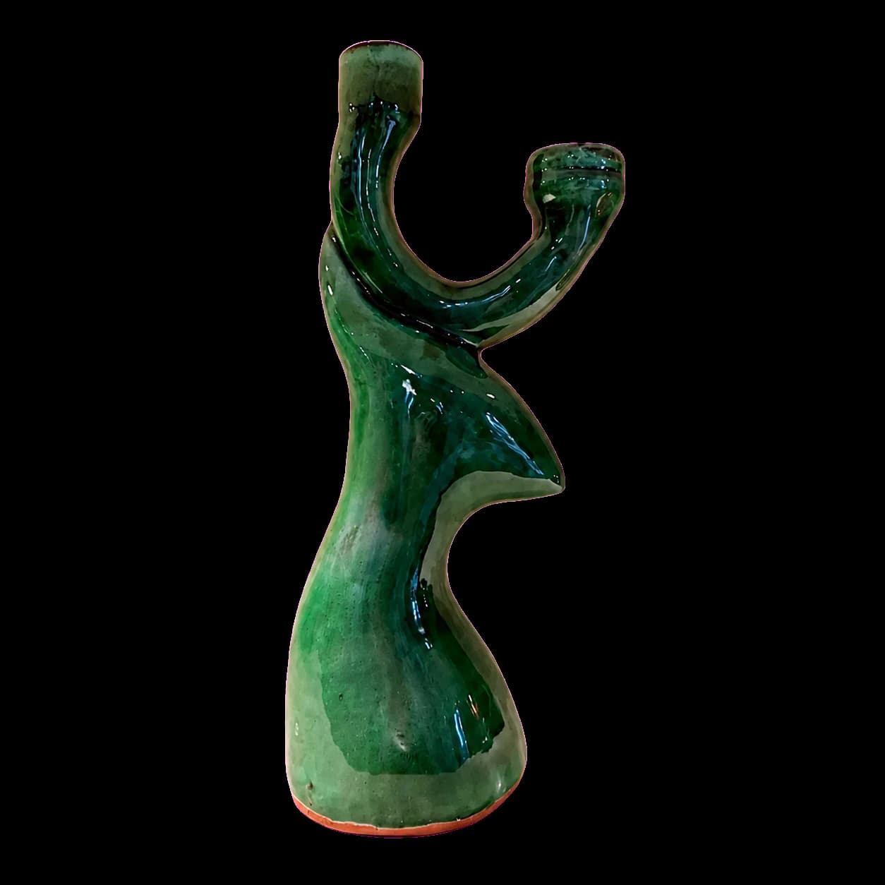 Bougeoir sculptural en céramique — vert émeraude