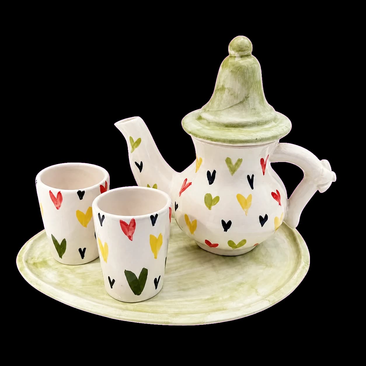 Ensemble théière & verres à cœurs