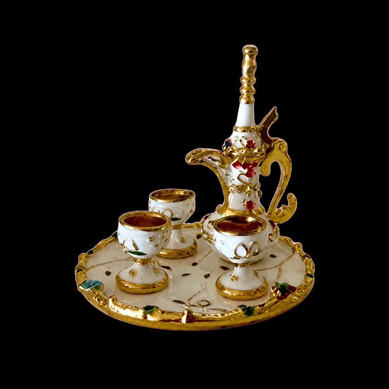 Service à thé miniature doré