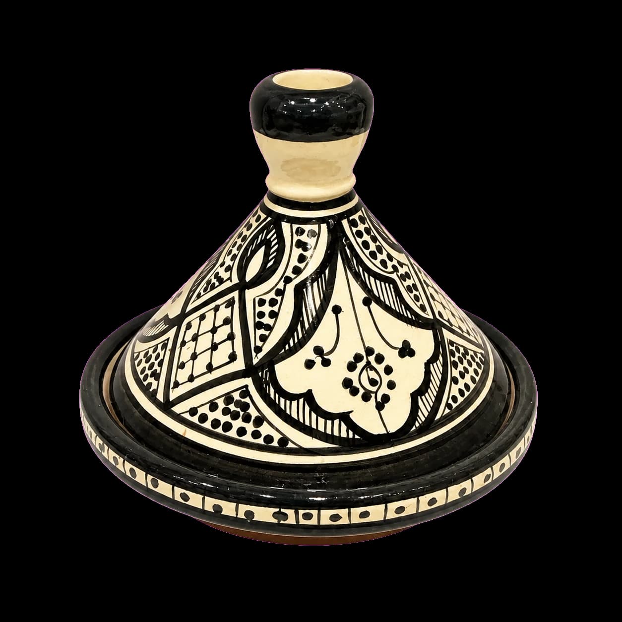 Tajine décoratif céramique (noir & écru) Safi