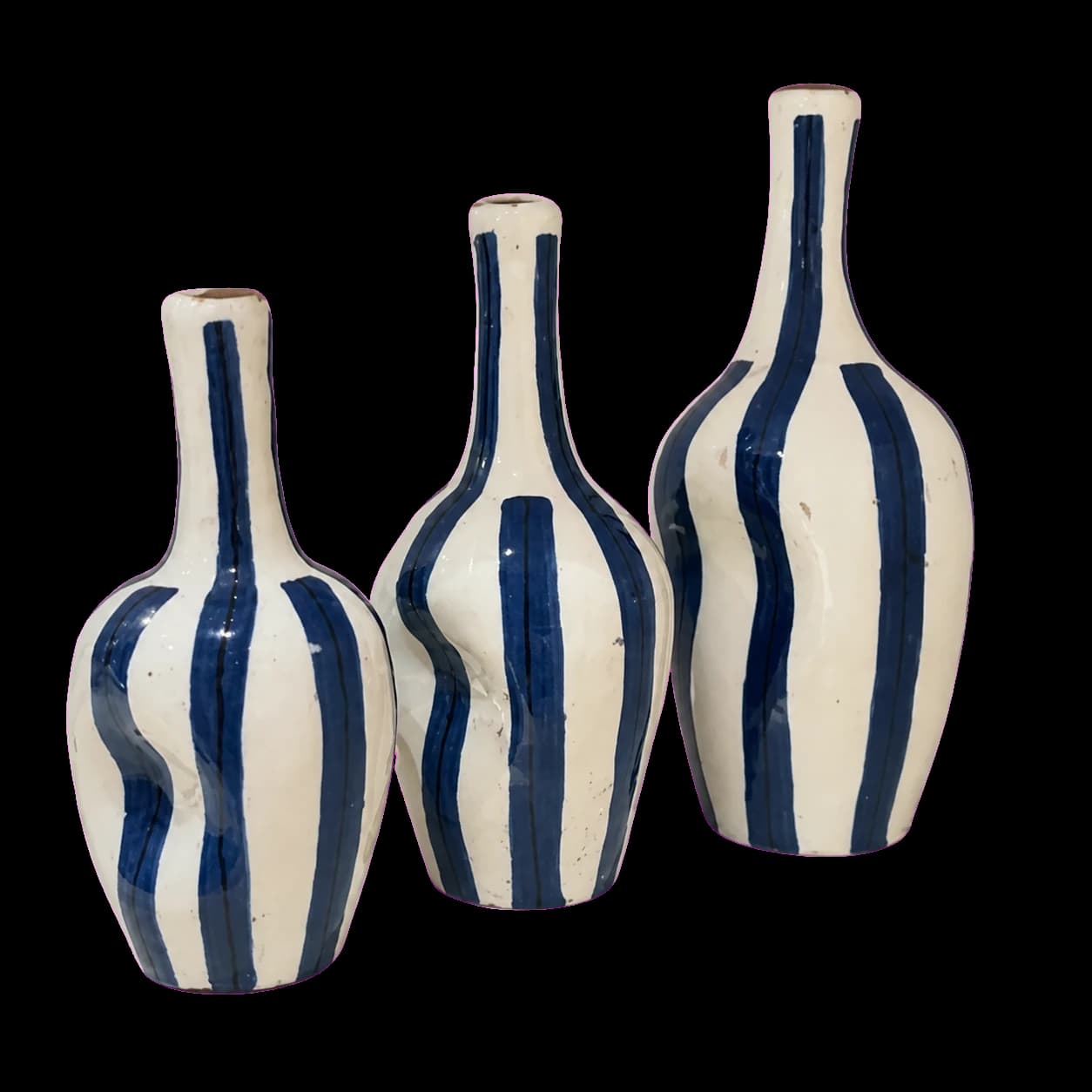 Trio de vases rayés