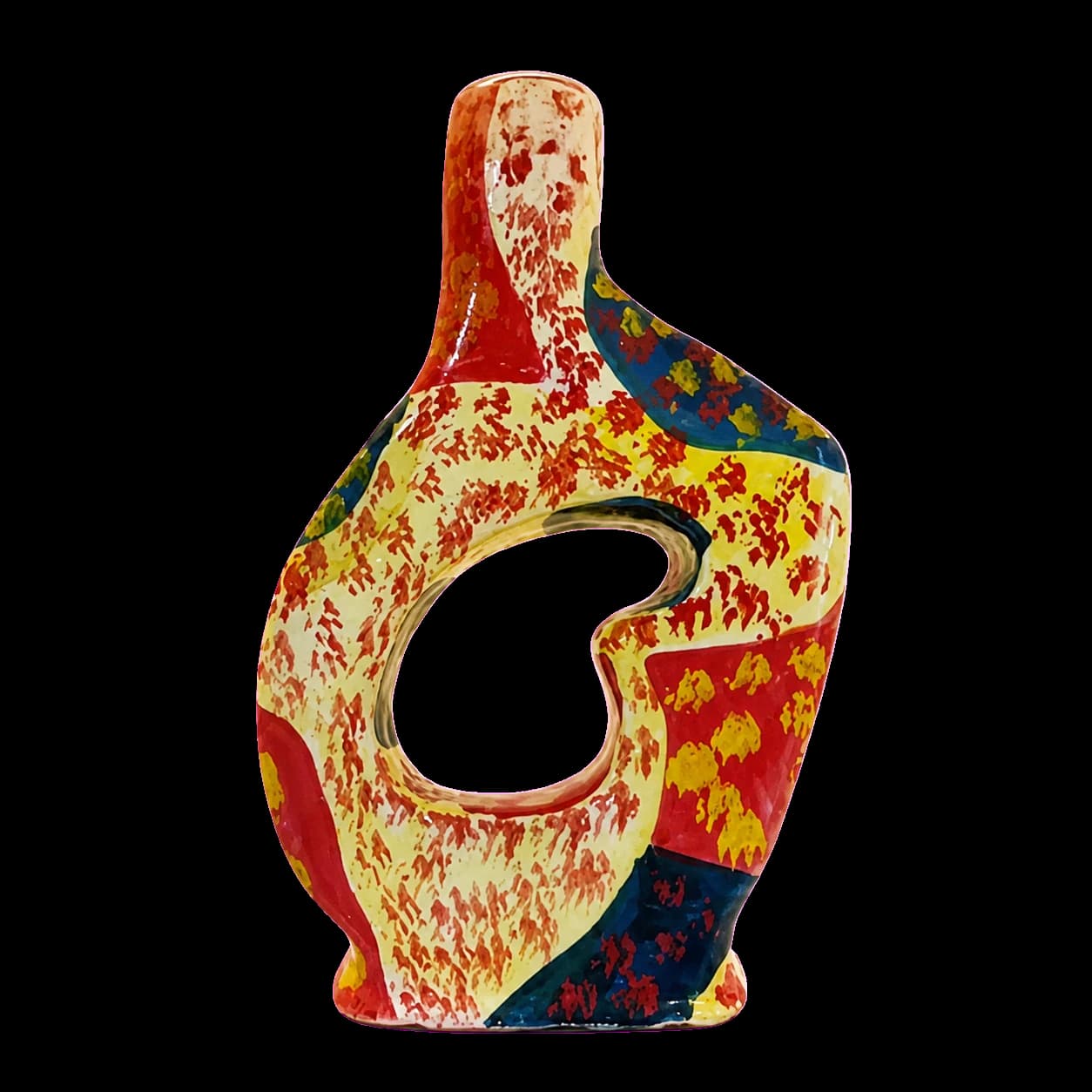 Vase ajouré en céramique multicolore