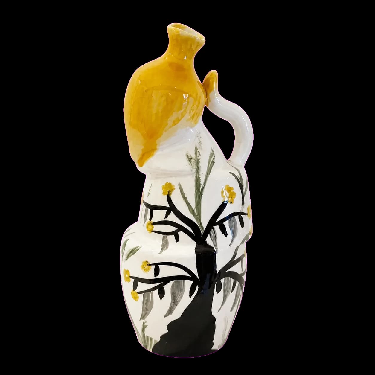 Vase double à l'arbre peint