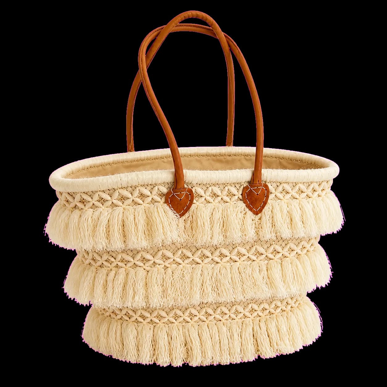 Cabas en raffia à franges