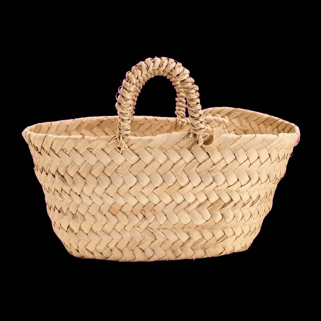 Couffin en fibre de palmier tressée