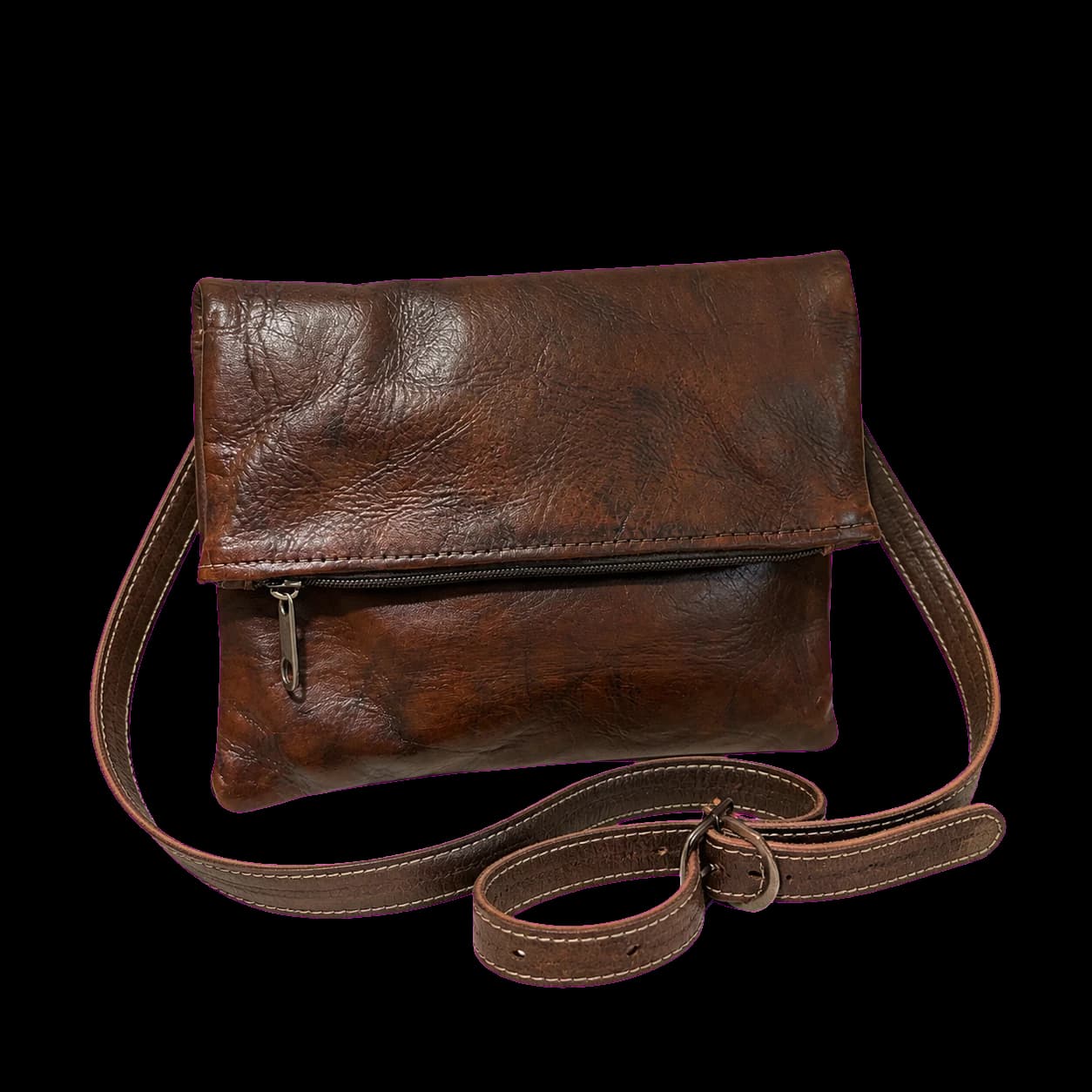 Sac bandoulière en cuir vieilli à rabat