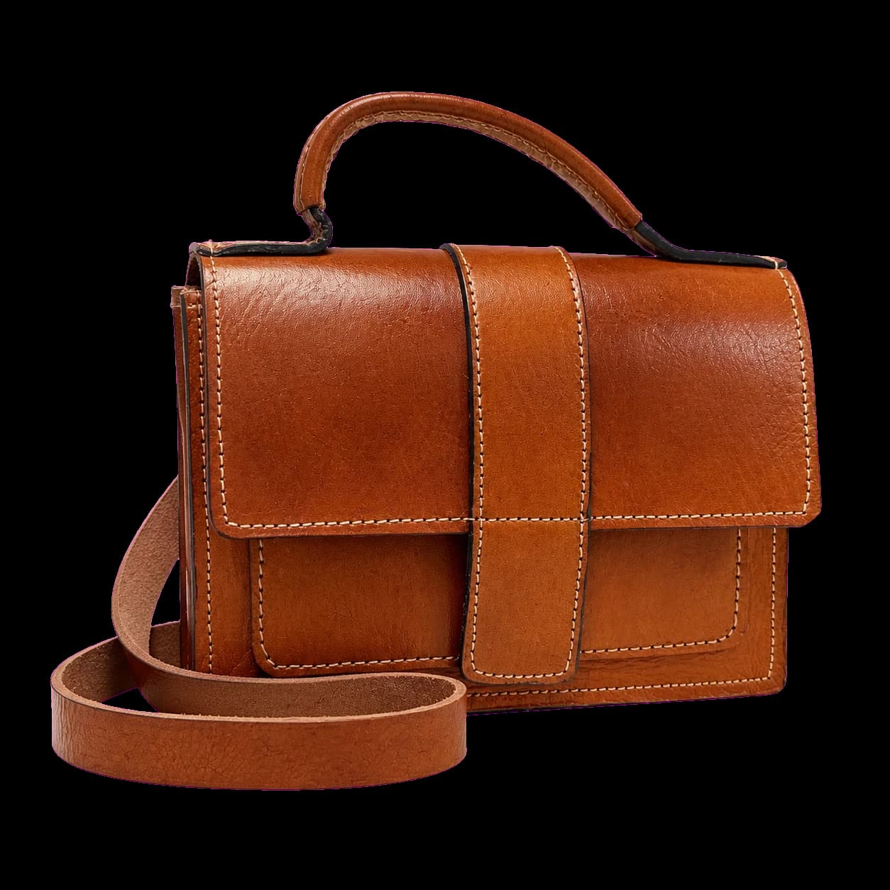 Sac cartable en cuir cognac