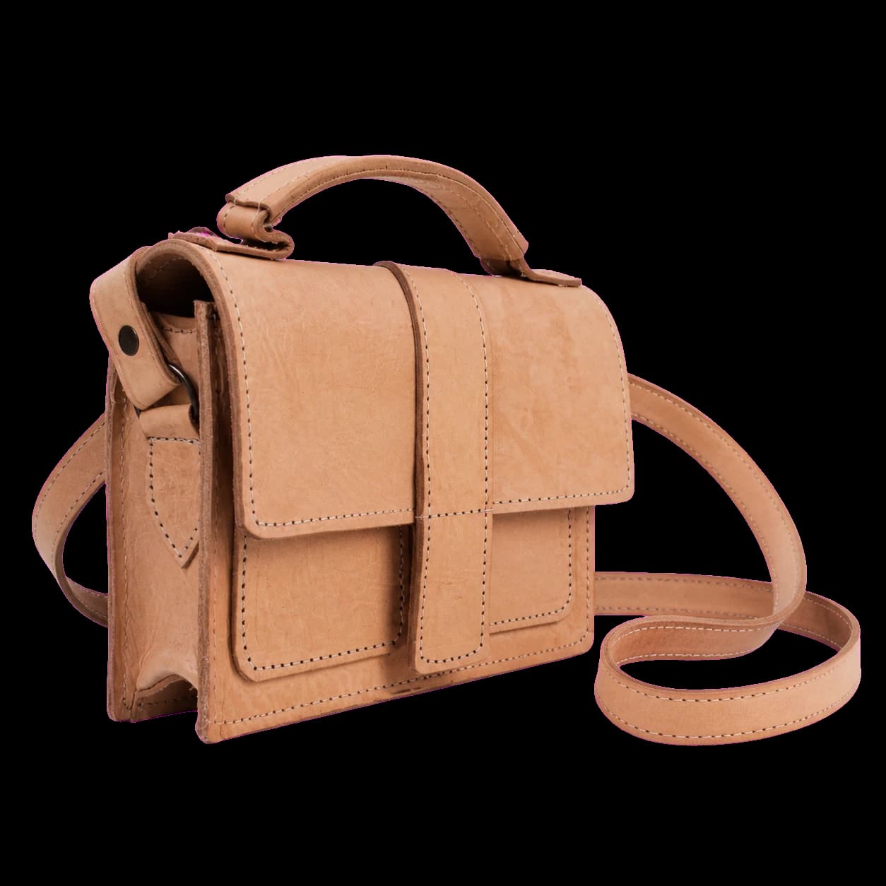 Sac cartable en cuir naturel
