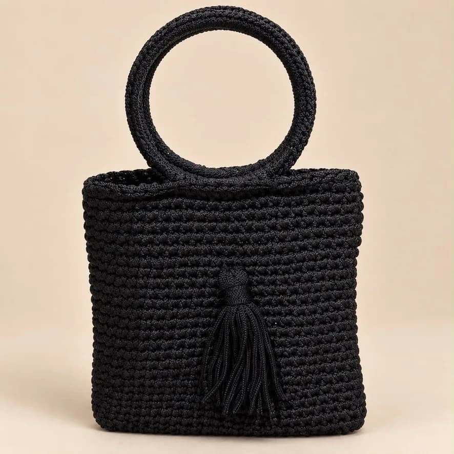 Sac à main en crochet à anse ronde et gland