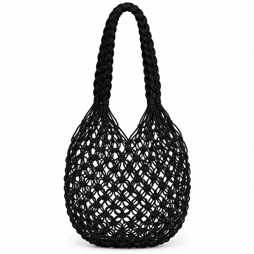 Sac filet en macramé à anses tressées