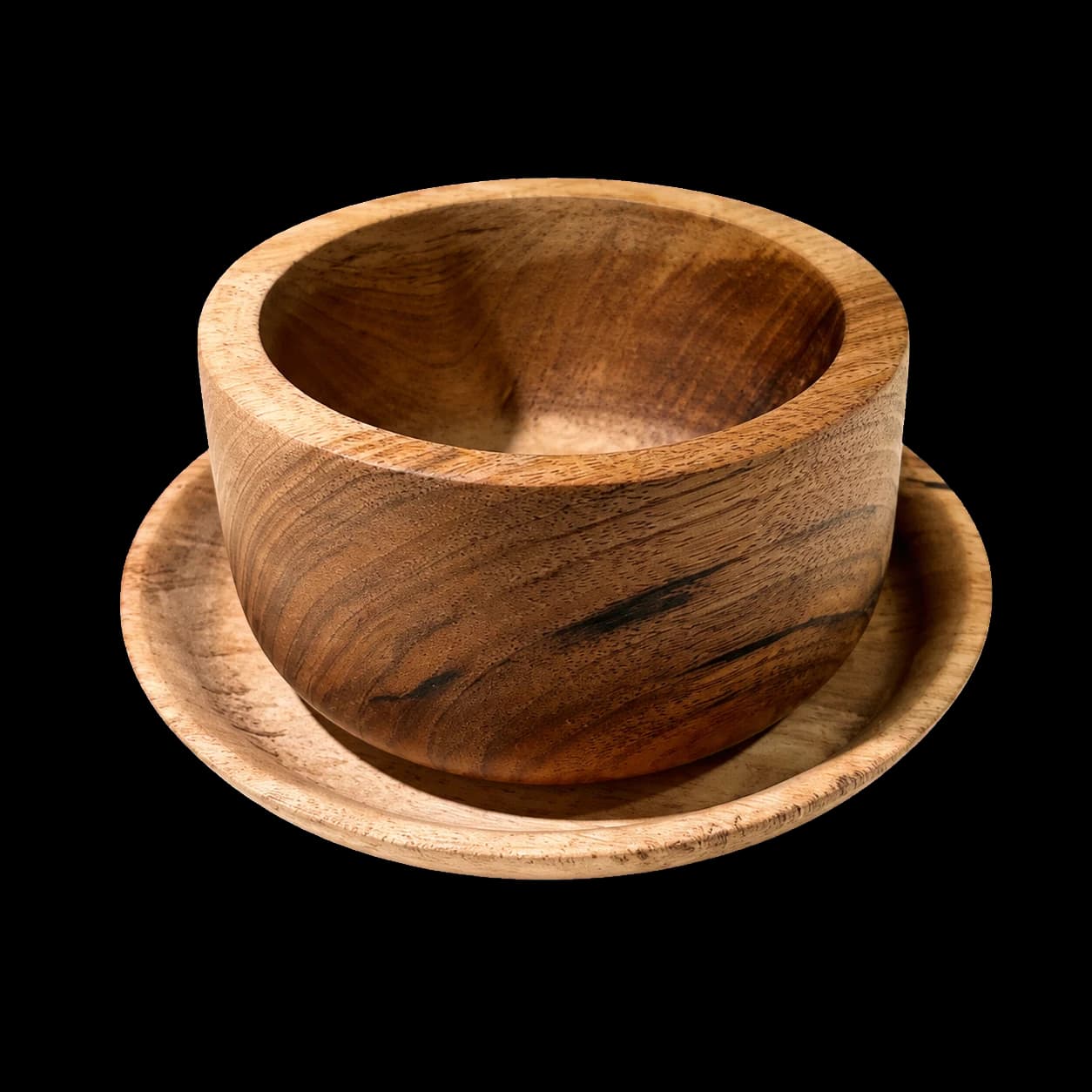 Bol en noyer avec soucoupe