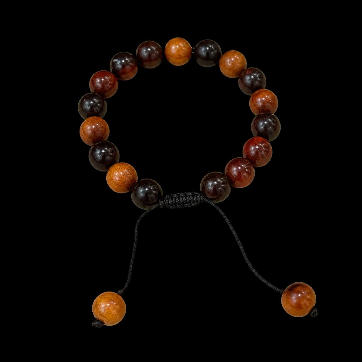 Bracelet réglable en perles de bois bicolores