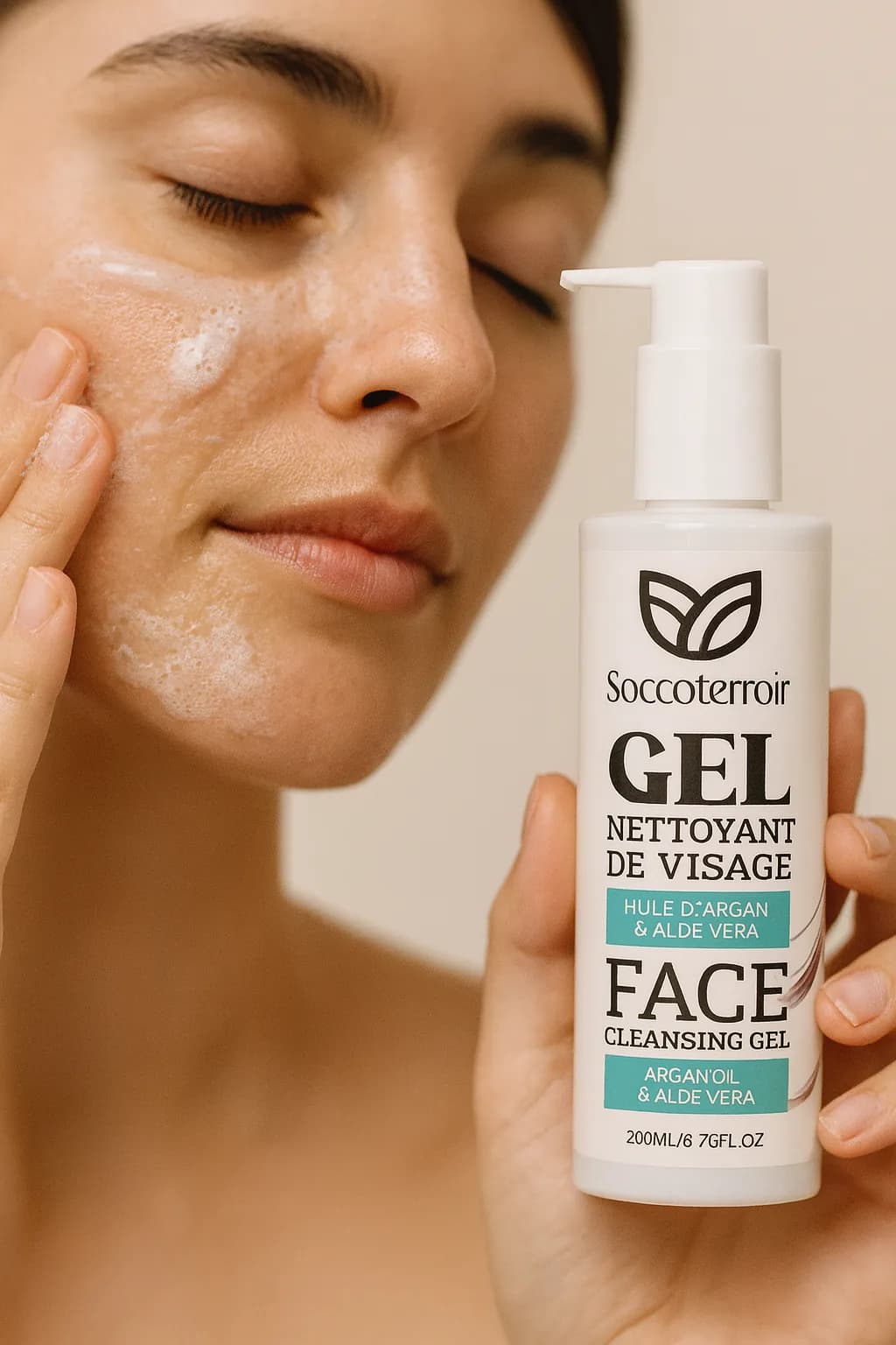 Gel Nettoyant Visage à l'Aloe Vera & à l'Argan – 200 ml