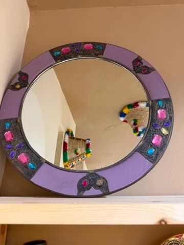 Miroir rond à cabochons grande taille