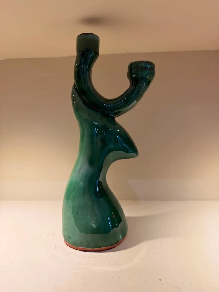 Bougeoir sculptural vert