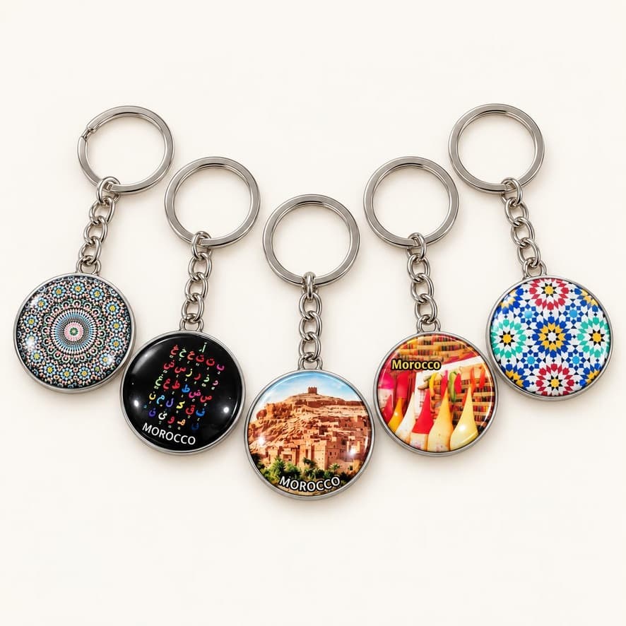 Porte-clés médaillon — motifs marocains