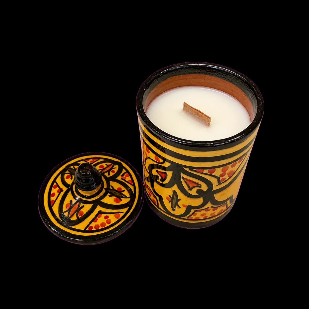 Bougie parfumée oud — Poterie de Fès jaune