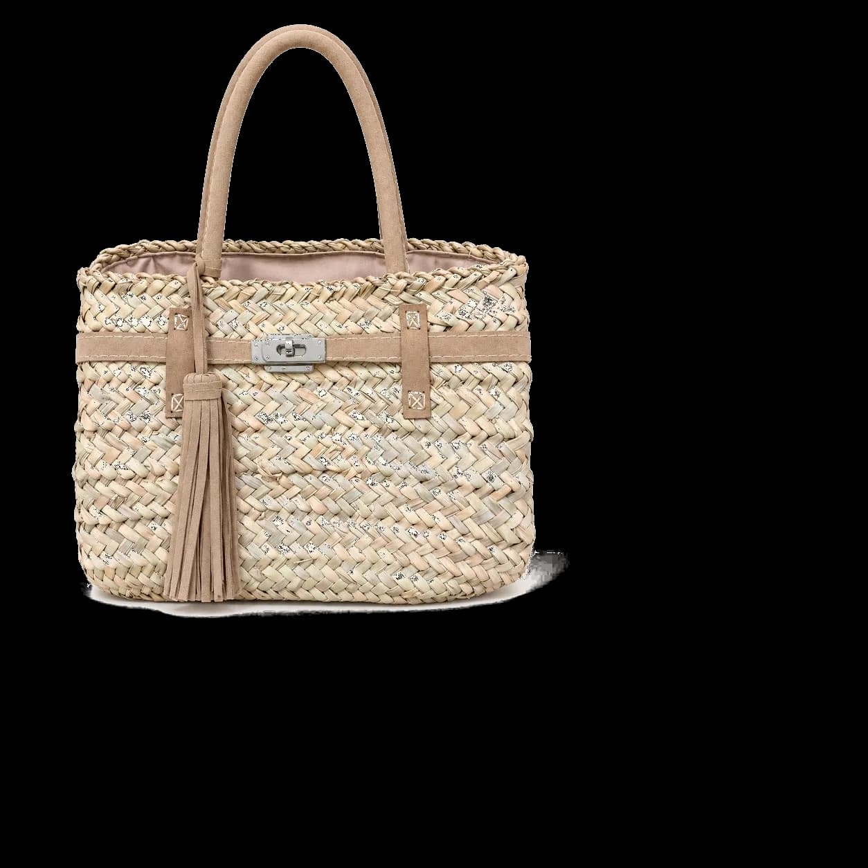 Panier en paille à ceinture et fermoir