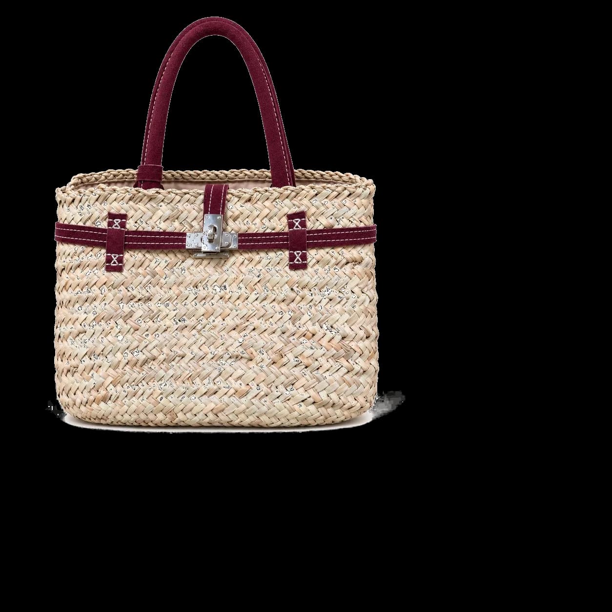 Panier en paille à ceinture et fermoir