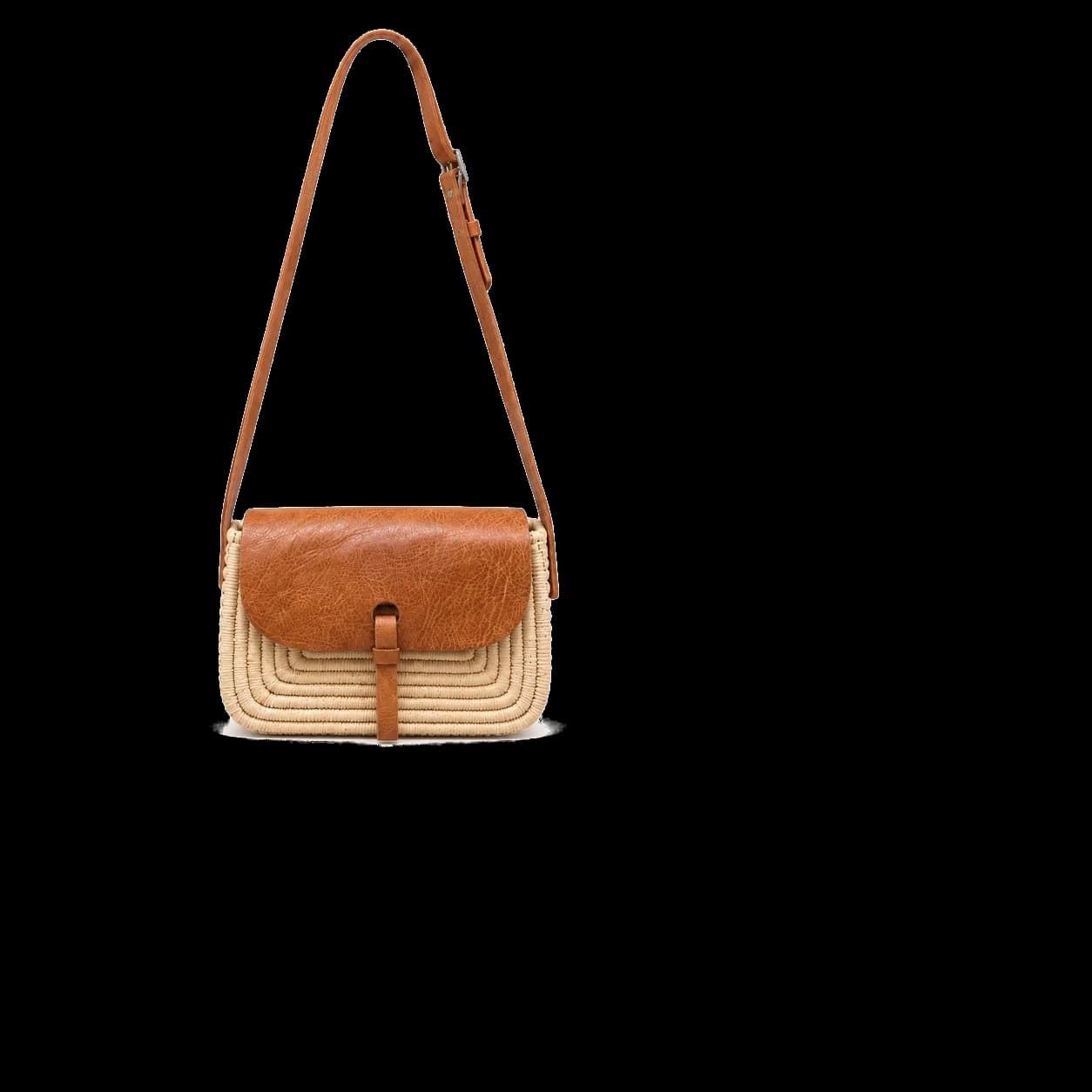 Sac bandoulière en paille et cuir